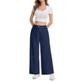 thumbnail image 6 of Womens Linen Wide Leg Pants Casual Zipper Front Summer Cropped Trousers Beach Vacation Dressy Pants with Pockets S, 6 of 6