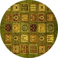 thumbnail image 1 of Ahgly Company Indoor Round Oriental Yellow Modern Area Rugs, 5' Round, 1 of 4