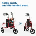 thumbnail image 3 of Zler 3 Wheel Walker for Seniors, Lightweight Aluminum Folding 8'' Wheel Rollator Walker with Height Adjustable Handles and Storage Bag Red, 3 of 7
