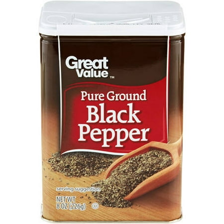 Great Value Black Pepper, 8 Oz