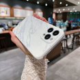 thumbnail image 2 of Compatible with iPhone 13 Pro Max Case, Glitter Bling Silver Sand Powder Marble Pattern Hard Back Cover, Shockproof Lens Camera Protection Sparkly Phone Case for Women Girls - White, 2 of 12