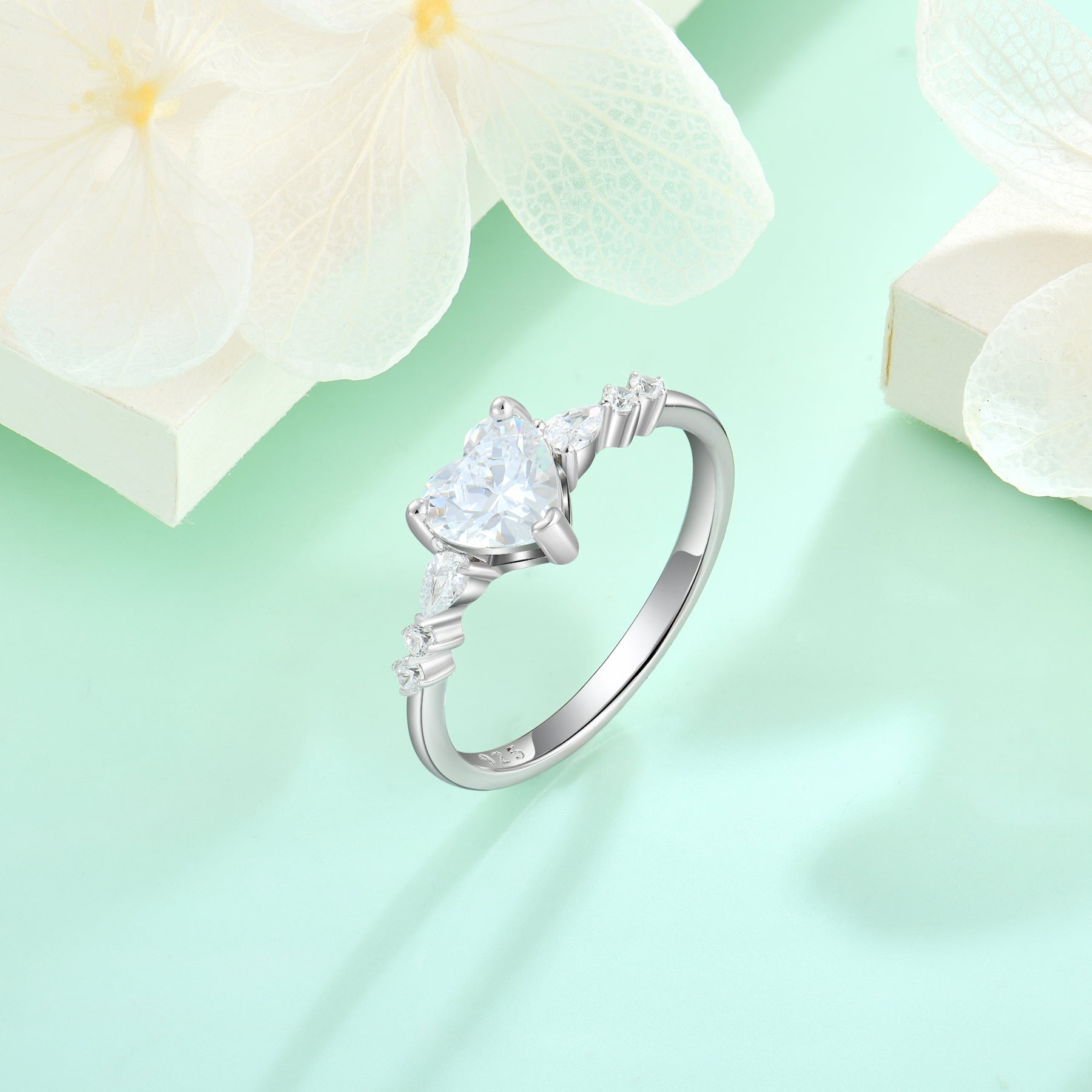 Starchenie Heart Promise Rings for Her 925 Sterling Silver Engagement Wedding Anniversary Band Ring for Women Jewelry Gift Size 7