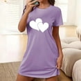 thumbnail image 2 of yillto Women Nightgown Short Sleeve Sleepshirt Crewneck Heart Graphic Sleepwear Nightshirts Pajama Dress, 2 of 5