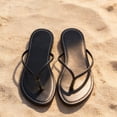 thumbnail image 4 of KIJBLAE Women's Thin Strap Minimalist Flip Flops, Wide Width Open Toe Lightweight Casual Beach Slippers for Summer Black 43, 4 of 9