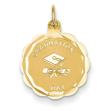 14k Yellow Gold Engravable Graduation Day Charm Pendant