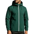 thumbnail image 2 of FEIIBMOYRIA Men Outdoor Jackets Men's Contrast White Zip Elastic Cuff Hooded Windbreaker Jackets Solid Color Water Repellent Warm Daily Hiking Casual Coats with Side Pockets, 2 of 5