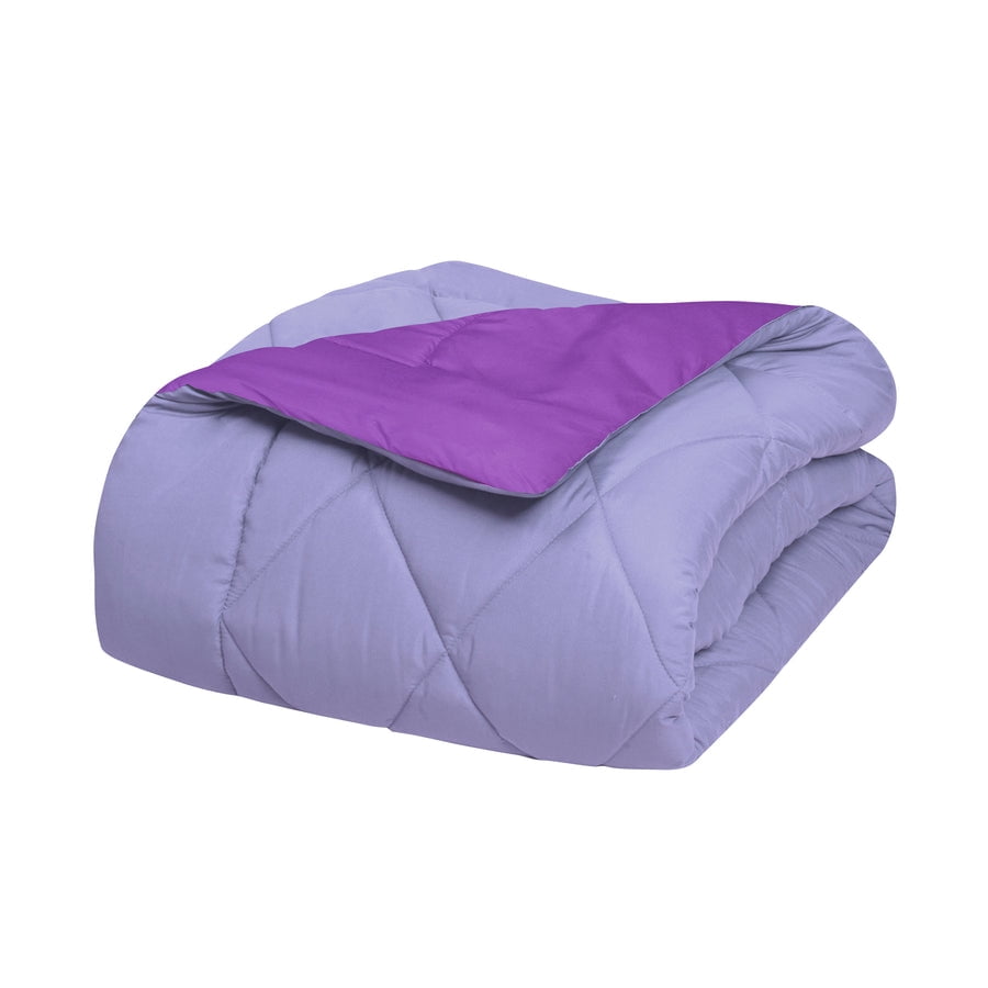 Lightweight Reversible 3-Piece Comforter Set All Seasons, Down Alternative Comforter with 2 Pillow Shams Full/Queen Lilac/Purple