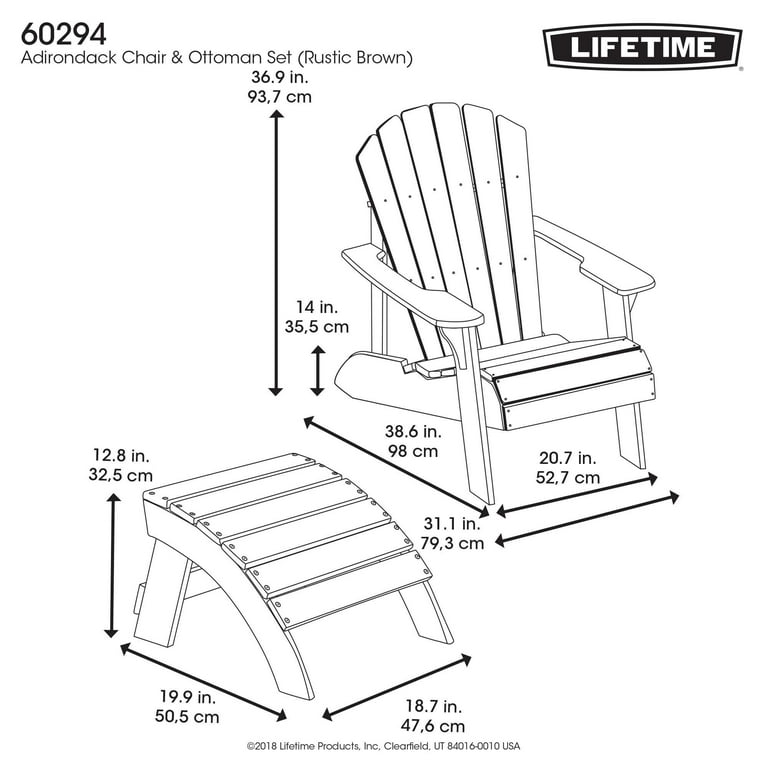 Lifetime adirondack chair 2024 and ottoman combo