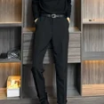 thumbnail image 2 of Pantalones de sastrería social para hombre, pantalones de traje de hombre negros ajustados con rayas, ropa de negocios de alta calidad para primavera, oferta de ropa de trabajo, 2 of 5