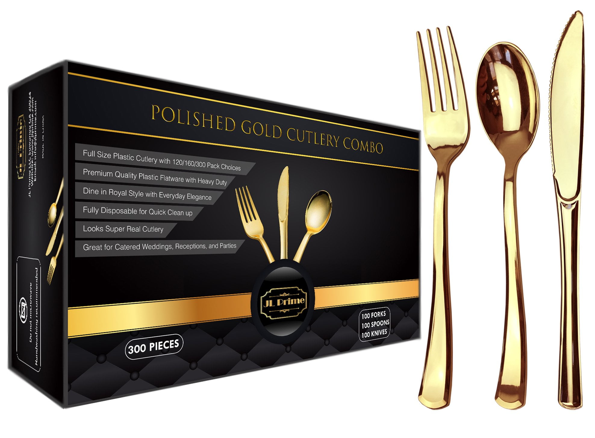 Jl Prime 300 Gold Plastic Silverware Set Cutlery Gold Plastic Cutlery Set