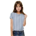 thumbnail image 4 of Spazoro Toddler Girls T-shirts, Summer Striped Casual Crewneck Short Sleeve Tops Tee Light Blue Size 13 T, 4 of 6