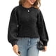 thumbnail image 3 of Suéter de Punto de Cuello Redondo para Mujer, Larga, con Lazo en la Espalda Negro XL, 3 of 10