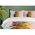 thumbnail image 4 of Ambesonne Indie Duvet Cover Sets, Poly Pineapple Summer, 2-Queen, Mint Green Pale Brown, 4 of 7