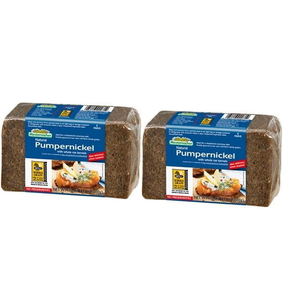Mestemacher Whole Grain Bread, Pumpernickel, 17.6 oz, Pack of 2