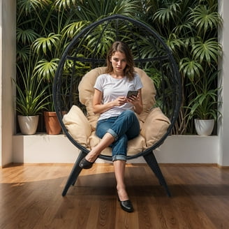 Walker Edison Boho Outdoor Swing Egg Chair - Grey/Grey - Walmart.com