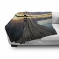 thumbnail image 3 of Landscape Soft Flannel Fleece Blanket, Serenity Relaxing Themed Port Pier Wooden Rustic Image of Dawn Sunset in Lake Art, Cozy Plush for Indoor and Outdoor Use, 70" x 90", Multicolor, by Ambesonne, 3 of 6
