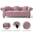 thumbnail image 6 of Furntsy Tufted Chesterfield Velvet Upholstered Sofa with Nailhead Decoration, Pink, 6 of 10