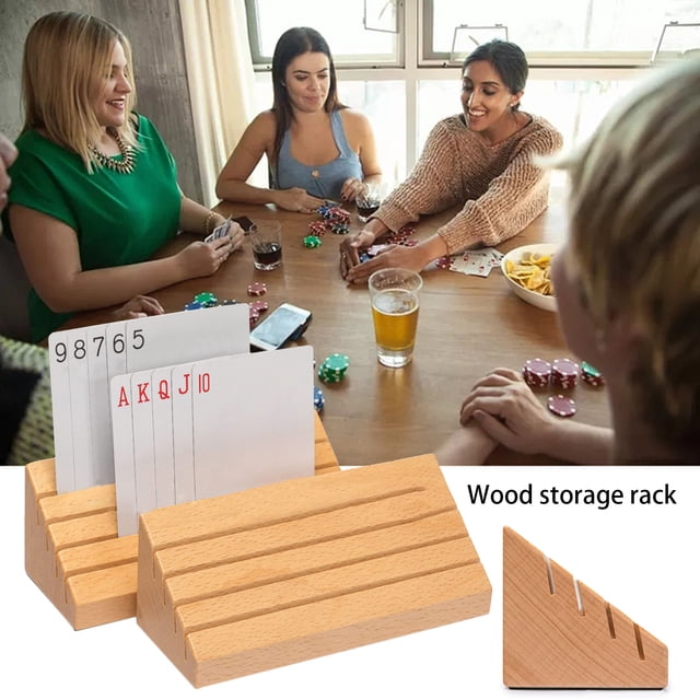 Homeer Playing-Card Storage Rack Storage Rack Wooden Storage Rack Convenient Wooden Playing-Card Holder Stand Smooth Edge Playing-Card Storage Rack Home Supplies