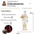 thumbnail image 2 of Set 4 Cascanueces De Madera 13cm Blanco Y Dorado Navideños, 2 of 6