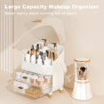 thumbnail image 3 of Makeup Organizer Countertop With Lid And Drawers Large Skin Care Cosmetic Display Case Holder for Vanity Desk Bathroom Storage Box,White With Brush Holder, 3 of 5