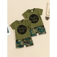 thumbnail image 4 of Toddler Boys Summer Shorts Sets Short Sleeve Letter Print Tops and Drawstring Camouflage Shorts Sets, 4 of 10