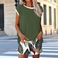 thumbnail image 2 of Women's 2 Piece Lounge Sets Crew Neck Short Sleeve T Shirts Drawstring Print Shorts Summer Comfy Outfits (XL, Army Green), 2 of 6