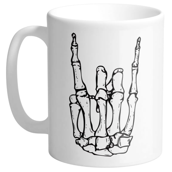 Skeleton Rock Hand Coffee Mug 11oz White