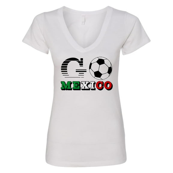 Inktastic Go, Mexico Soccer, Football Women's V-Neck T-Shirt