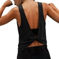 thumbnail image 5 of Pounoo Womens Workout Tops Sleeveless Twisted Back Solid Color Athletic Shirts Casual Loose Lightweight Soft Comfy Gym Wear Gift, 5 of 9