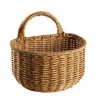 Wall Hanging Basket Wicker Woven Storage Basket Handmade Willow Planter Basket Farmhouse Flower Vase with Handle for Home Garden Wedding Wall Decor