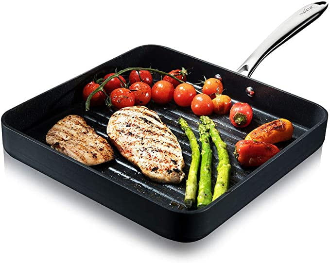 NutriChef Nonstick Stove Top Grill Pan 11" Hard Anodized Nonstick Grill