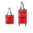 thumbnail image 1 of （2pcs, Red）Foldable Shopping Cart, Shopping Trolley on Wheels, Reusable Tote Bags, Lightweight Shopping Cart, 1 of 5
