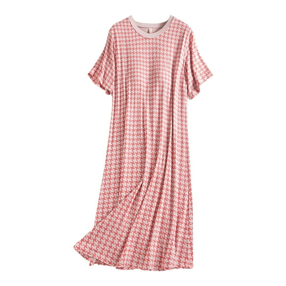 Chemises de Nuit pour Femmes avec Soutien-Gorge Intégré Manches Courtes Vêtements de Nuit Décontractés Chemises de Nuit Amples Douces et Confortables