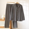 thumbnail image 2 of Women's Modal Pajama Set Button Down Sleepwear Long Sleeve Top and Pants Lace Collar Petite 2025 Fall Outfits, 2 of 3