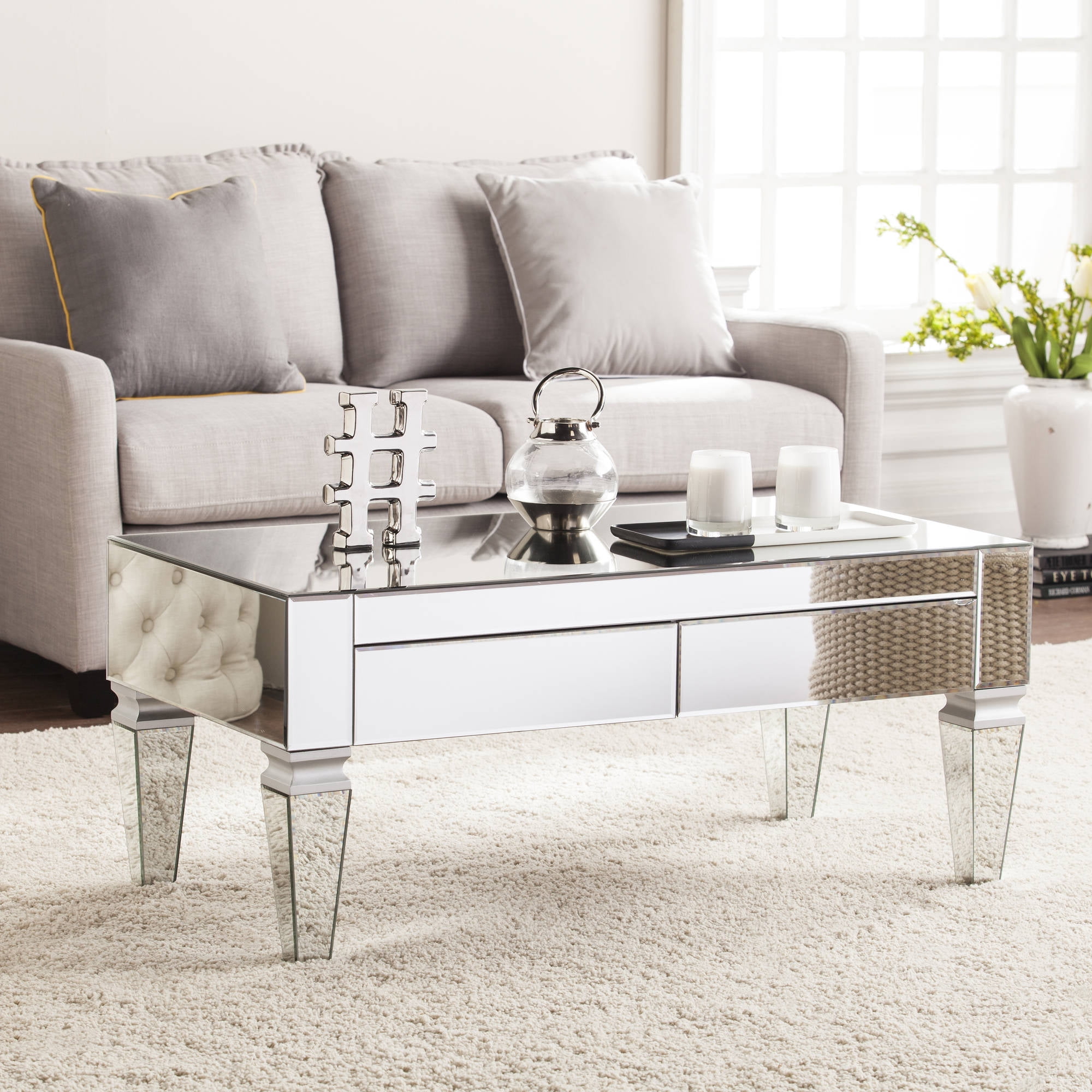 Ember Interiors Dustox Mirrored Rectangular Coffee Table