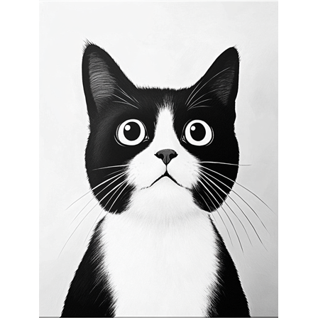 Black and White Cat Canvas Wall Art Print，Perfect for Living Room，Bedroom，Bathroom，Office，and Kitchen Decoration.