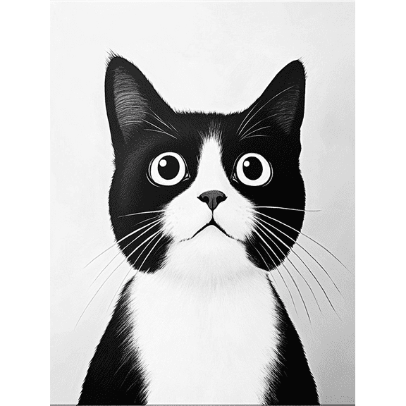 Black and White Cat Canvas Wall Art Print，Perfect for Living Room，Bedroom，Bathroom，Office，and Kitchen Decoration.