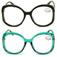 thumbnail image 2 of 2 Pairs Women Oversized Fashion Butterfly Anti Blue Ray UV Reading Glasses Metal Accent Readers +1.75, 2 of 8