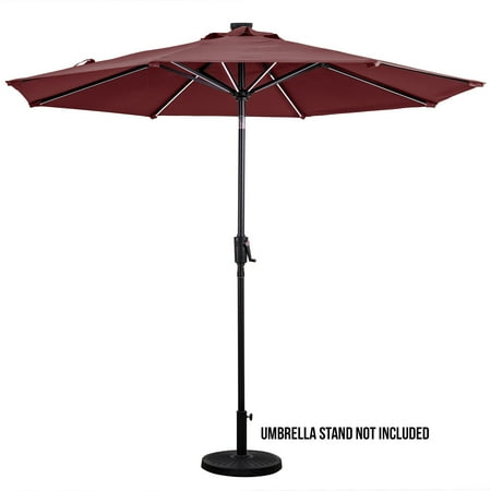 Sun Ray - 9' Round Next Gen Solar Lighted Umbrella - Grey