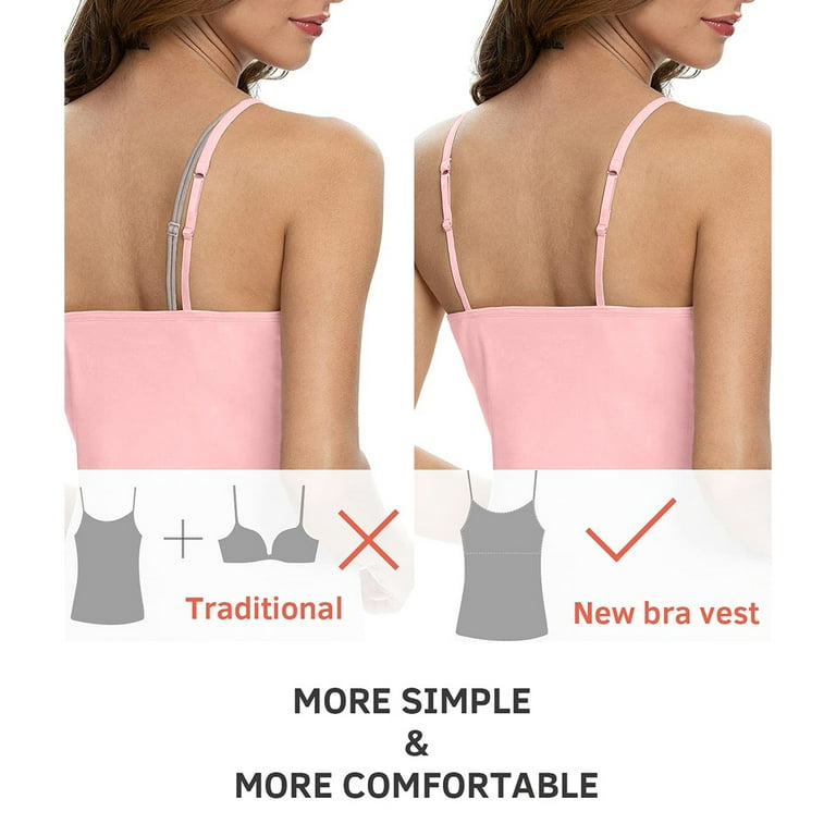 Women Camisole with Built in Shelf Bra Spaghetti Strap Vest Tank