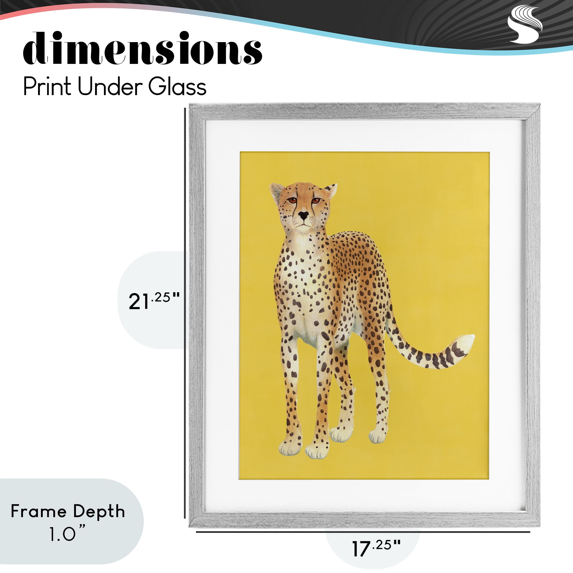 Stupell Industries Exotic Cheetah over Yellow Gray Framed Print Under Glass, design by Karolina Sato
