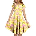 thumbnail image 1 of Xuewenshw Robes d'Été pour Filles Double Couche Manches Flottantes Robe Fluide Ligne A Décontractée Dégradé Midi Robes 12 Mois, 1 of 7