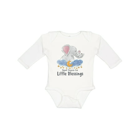 

Inktastic Thank Heaven for Little Blessings Cute Elephant Family Gift Baby Boy or Baby Girl Long Sleeve Bodysuit
