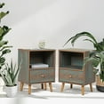 thumbnail image 2 of SESSLIFE End Side Table Set of 2 with a Drawer, Wood Bedside Table, Versatile Nightstand, Storage Shelf, Side Table for Home & Office, Patina Green, 2 of 10