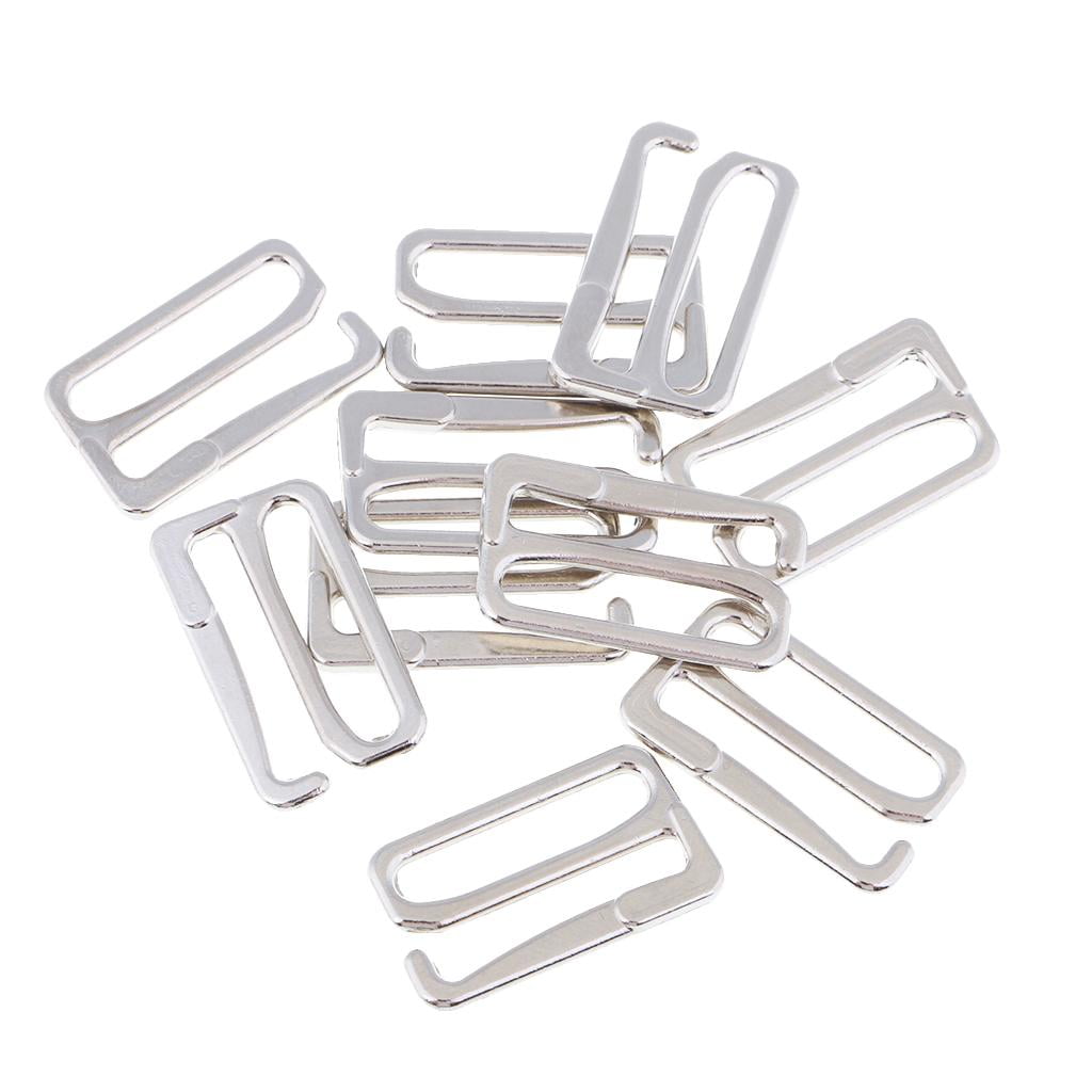 Hesroicy 10Pcs Bra Hooks Electroplating Process Strong Material Durable  Sturdy Two Holes Decorative Alloy Swimsuit Tops Underwear Bra Metal Hooks  for Lady 
