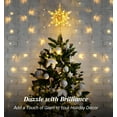 thumbnail image 2 of JM 60 Luces LED Estrella de Metal para Árbol de Navidad Decoración de Árbol de Navidad con Estrella de Moravia 3D con Temporizador 6H, 13,78 Pulgadas/35 cm, Dorado JM, 2 of 5
