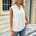 thumbnail image 5 of ZOHIUM Boho Tops for Women Tshirts Tank Tops for Women Lapel V Neck Splicing Sleeveless Vest Solid Color Casual Loose Dressy Fashion Summer 2024 Womens Work Tops Tshirts (White,XXL), 5 of 6