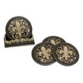 thumbnail image 3 of Ebros Western Tuscany Fleur De Lis Carved Scroll Art Coaster Holder W/4 Coasters, 3 of 8