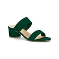 thumbnail image 1 of Women's Dual Straps Mid Chunky Heel Slide Sandals Green 5.5, 1 of 8