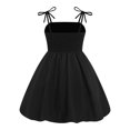 thumbnail image 2 of IBTOM CASTLE Girls' Bow Spaghetti Strap Dress - Adjustable A-Line Bubble Hem Party Dress for Summer Birthday Party School 10-11 Years Black, 2 of 7